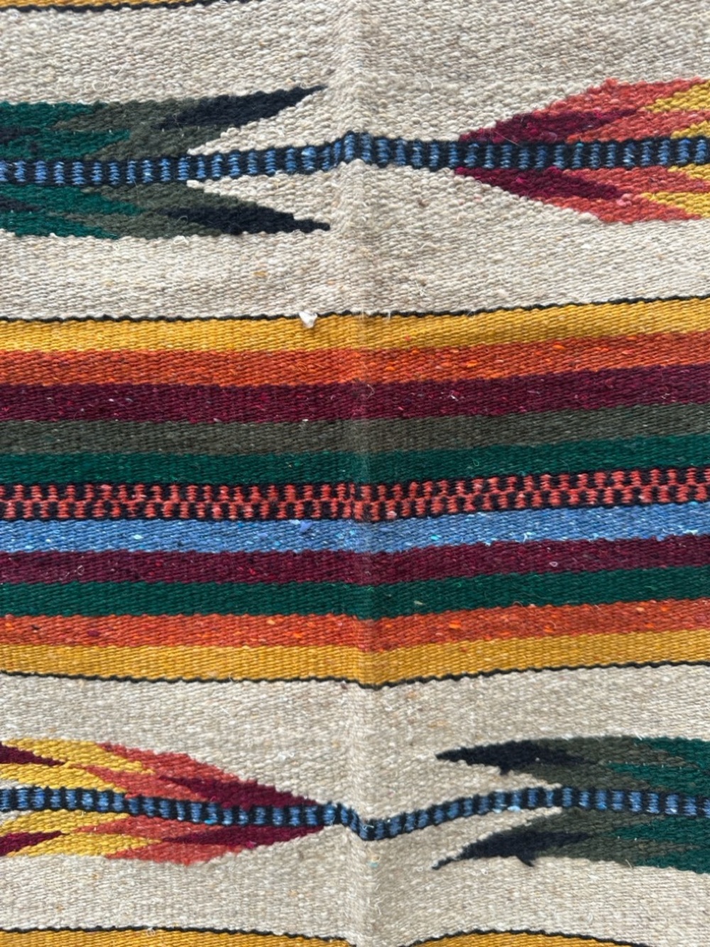 Vintage Southwestern Serape Blanket Throw Arrow Pattern Rustic Fringe Woven - Picture 3 of 4